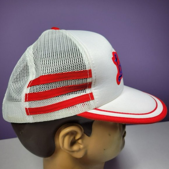 Vintage YoungAn LAS VEGAS Snap Back Mesh Trucker Hat Cap 3-Stripe White / Red - Picture 7 of 10